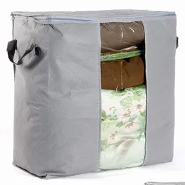 Storage Bags Foldable Clothes Bag Quilt Dust Er Closet Organizer Box Pouch Zip Drop Delivery Home Garden Housekee Organization Dhkls