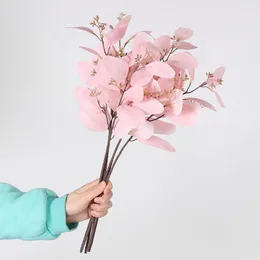 장식용 꽃 인공 유칼립투스 줄기 시뮬레이션 식물 가지기 신부 꽃다발 잎 과일 꽃 배열 포지티브 소품