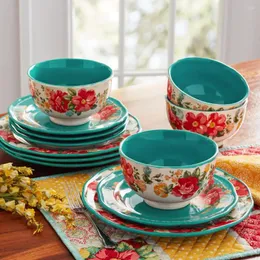 Пластины The Pioneer Woman Vintage Floral 12 Jennalware Set, сделанный из прочного Stoare с красивыми узорами.