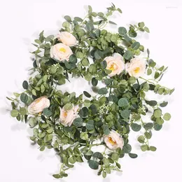 Flores decorativas Romance Refinamento Simulação Camellia Flor Rattan Decorações Festival Festival Desktop Plant Ornaments Produto