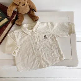 Barnskjorta 3438b flickor broderade koreanska höstklassiska baby pojke 03 år tjejs cardigan småbarn blus 230214