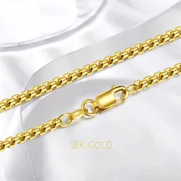 Correntes Real 18k Colar de ouro amarelo de 1,7 mmw Chain Link para Woman Man Stamp Au750 Faixas de lagosta