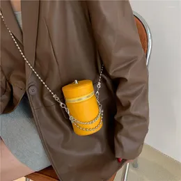 Bolsas de ombro 2023 Designer mulheres baldes de cilindro mini mensageiro de cadeia amarelo cano rosa pequena embreagem