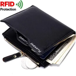 Rfid Blocking Theft Protec Porta carte di credito Protettore Portamonete Portamonete Cerniera Breve Designer Rfid Portafoglio Business Uomo Moda M178M