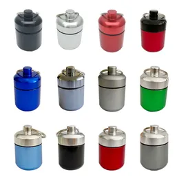 Metal Waterproof Alloy Pill Box Case Bottle Cache Holder Container Keychain Medicine Box Dabber Wax Tobacco Container Jars Aluminum Short Fat Storage