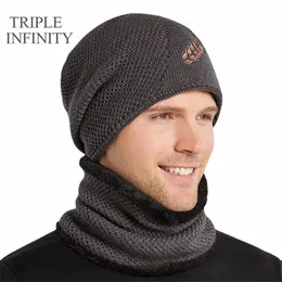 Berets TRIPLE INFINITY Winter Herrenmütze Warmer Anzug Outdoor Radfahren Ski Gehörschutz Kältebeständiger Flaum Strickmützen Skullies Beanies 230214