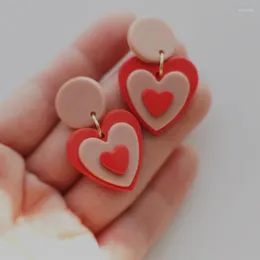 Brincos do garanhão primavera fofa corações de corações envolventes coleção de namorados rosa selos vermelhos shell multi -formas presentes de argila de polímero para