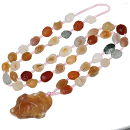 ペンダントネックレスTumbeelluwa Stone Necklace Amulet Reiki Healing Crystal with Nylon Cord Handmade Jewelry