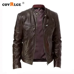 Giacche da uomo Covrlge Primavera Colletto alla coreana Giacca in pelle sottile Tasca con cerniera Decorativa PU Cappotto Biker Uomo Abbigliamento Casual Uomo MWP085 230213