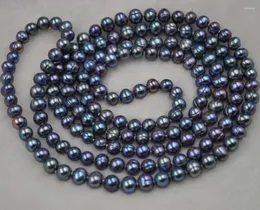 Chains 2023 Wholesales 120cm Long 7mm Peacock Blue Red Black Cultured Pearl Necklace