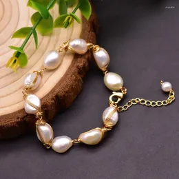 Bangle Natural Baroque White Pearls Bracelety dla kobiet prezenty ręcznie robione regulowana bransoletka luksusowa biżuteria akcesoria biżuterii