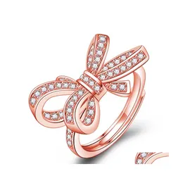 Band Rings Fashion Creative DiamondStudded Bow Ring Hipster Simple Demperament FL Diamond Butterfly Dancing Romantic Gift Dr Dyxk