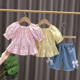 Lzh Summer Summer Baby Clothing Sets Fashion Kids Suit ShortSleeeved Top Shorts Conjunto para roupas infantis roupas de meninas