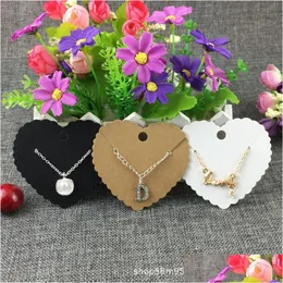 Other 100Pcs/Lot Heart Shape Earrings Necklace Card Handmade Kraft Paper Cardboard For Fashion Charm Jewelry Display Packing 203 W2 Dha4M