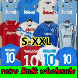 Maglie da calcio retrò Napoli # 10 Maradona 1986 1987 1988 1989 1990 1991 1992 1993 Maglia da calcio vintage Napoli T 86 87 88 89 90 91 92 93 Giordano Carnevale