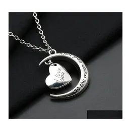 Pendant Necklaces Chain Necklace Wholesale I Love You Moon Heart Sier Plated Pendants Drop Delivery Jewelry Dhqsl