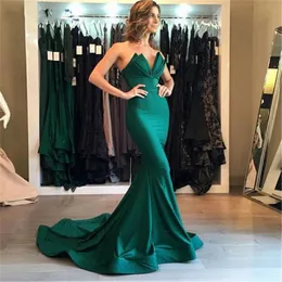 Yeni Tasarım Mermaid Prom Elbise Kolsuz Koyu Yeşil Prom Elbiseler Uzun Vestido Fiesta Seksi Resmi Gece Partisi Elbise