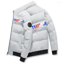 Men's Down TRAPSTAR Autumn Winter Mens Ethnic Zip-Up Jacket Casual Bomber Scarf Collar Fashion Slim Coat