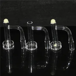 Hookahs Full Weld Contral Tower Quartz Banger Beveled Edge Quartz Nails 14mm With Marble Carb Cap Solid Terp Pillars For Glass Dab Rigs Bubbler Ash Catchers