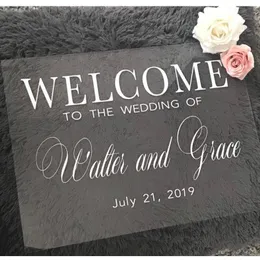 Decorazione per feste chiara per matrimonio acrilico segno di benvenuto segni personalizzati per il nome della coppia Data Engagement Welcom