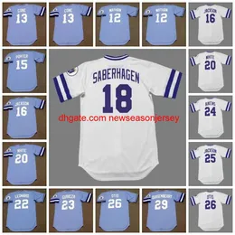 Maglia da baseball vintage 12 JOHN WATHAN 1980 13 DAVID CONE 1986 PORTER JACKSON SABERHAGEN BIANCO 1 LEONARD GUBICZA AIKENS OTIS 29