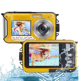16x水中カメラ2.7K 48MP防水デジタルカメラ10フィートHDビデオセルフィーデュアルスクリーン