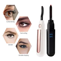 Eyelash Curler Digital LCD Display Heated Rechargeable Quick Curly LongLasting Electric Ironing Makeup Clip 230214