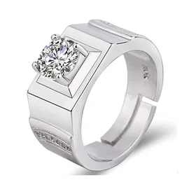 Med sidor Stones Luxury Rings Platinum Simated Men Ring Domineering Mens White Gold Diamond Drop Leverans smycken Dheva