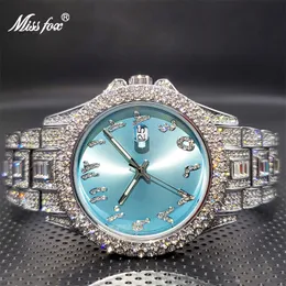 Zegarstwatches Ice Out Watch dla pary Miss Luxury Brand Diamond Watches Lover Drop Auto Data Relogio Masculino de Luxo 230214