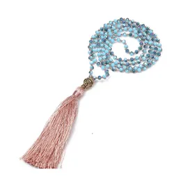 Бисера ожерелья длинная кисточка неоновая колье древний сплав сплав сплав Будда подвесной кулон с грань