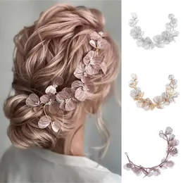 Wedding Hair Jewelry Bridal Leaf Pearl Headband band Tiara For Women Bride Party Queen Accessories Band Gift 230214