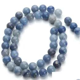 Stone Blue Aventurine Natural Round Round Losse Spacer kralen 40 cm streng 4 6 8 10 12mm voor doe -het -zelf armbanden Bangle sieraden maken druppel dhgarden dhybn