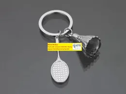 100pcslot Super cool 3D Metal Badminton Badminton racket Key chain keychain keyring key ring