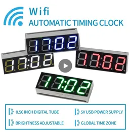 WiFi timing clock module network automatic timing LED digital tube electronic clock kit USB 5V Precise self illumination