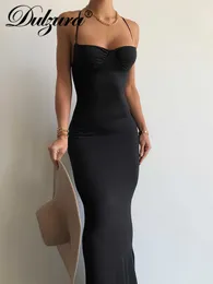 Sukienki swobodne Dulzura 2022 Summer Kobiet Pasp Paspers Seksowne ubrania Y2K bez rękawów Bodycon Bodycon Solid Midi Dress Fits Club Party Birthday T230210