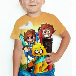 남자 T 셔츠 3D 미크 크랙 티셔츠 어린이 애니메이션 티셔츠 만화 카와이 셔츠 패션 작곡 게임 소년 O- 넥 탑 티 스트리트웨어