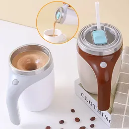 Muggar 380 ml Automatiskt magnetiskt kaffe Självrörande mjölkfrukter Blandning Cup Electric Stainless Steel Lazy Roting 230215