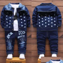 Zestawy odzieży Dzieci Baby Boys Ubrania mody dżinsowa kurtka Top 3PCs/Sets niemowlę dzieci swobodne zimowe dres maluch lj200831 16 dhajk