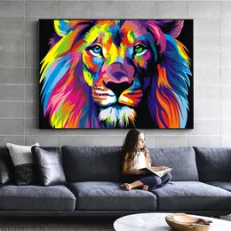 Abstract Animals Watercolor Lion Pop Art Posters and Prints Wall Art Pictures for Living Room Home Decor (No Frame)