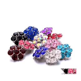 Clasps Hooks Radiant Colorf Rhinestone Chunk Clasp 18Mm Snap Button Zircon Flower Charms Bk For Snaps Diy Jewelry Findings Supplie Dh0M4