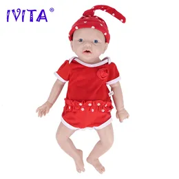 Dolls IVITA WG1554 14.96 inch 1.58kg 100% Full Body Silicone Reborn Baby Doll Soft Dolls Realistic Girl Baby DIY Blank Children Toys 230215