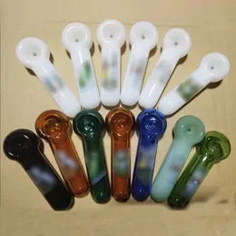 Grossist 11mm Mini Oljebrännare Pipa Tobak Sked Pipor Pyrex Glas Rökrör Luftbubbla Handpipes Rökbong