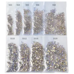 1440pcs/pack SS3-SS20 Starry AB Rhinestones for Nails 3D Flatback Glass Strass Non Hotfix Crystal Charm Art Art Decorations New