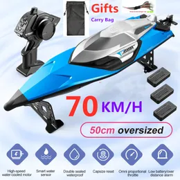 Electric/RC Boats 70KM/H High Speed 50CM Big 200M Remote Control Ship Boat Rowing Waterproof Capsize Reset RC Racing Boat Speedboat Add Carry Bag 230214