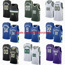 stitch embroidered 2022 Basketball Jerseys Giannis Antetokounmpo Jrue Holiday Custom Bobby Portis Jr Khris Middleton s Brook Lopez Pat Jersey