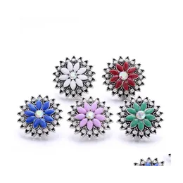 Clasps السنانير الجملة Rhinestone 18mm Snap Button Clasp Metal Oval Acrylic Beads Charms for Snaps Hehts Jewelry Worderies Drop DH3FS
