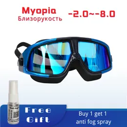 Goggles Swimming Glasses Myopia Goggles Waterproof Anti-Dim Goggles With Diopters Sport Justerbar läsning för kvinnor och män Set Acetate 230215