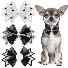 Dog Apparel Lace Bows Collar Charms Pet Bowknot With Pearl Rhinestone Decoration Slidable Cats Kitten Puppy Accessories