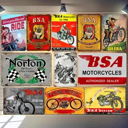 Motocicletas vintage sinais de lata de metal marca de carro retro placa home bar pub garagem pratos decorativos adesivos de parede de motor size de arte carros peças decoração tamanho 30x20cm w01