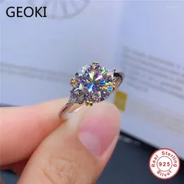Кластерные кольца Geoki прошел алмаз тест 3 Ct D Color Vvs1 Моссанитовое кольцо 925 Серебряное серебро круглый